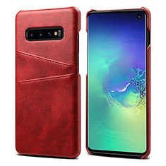 Funda Lujo Cuero Carcasa S03 para Samsung Galaxy S10 Rojo