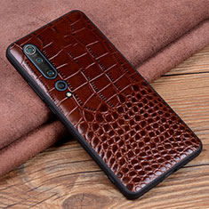 Funda Lujo Cuero Carcasa S03 para Xiaomi Mi 10 Marron