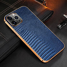 Funda Lujo Cuero Carcasa S04 para Apple iPhone 13 Pro Azul