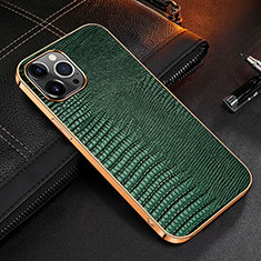 Funda Lujo Cuero Carcasa S04 para Apple iPhone 13 Pro Verde