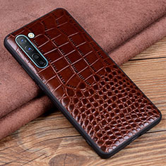 Funda Lujo Cuero Carcasa S04 para Oppo K7 5G Marron