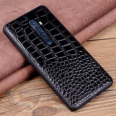 Funda Lujo Cuero Carcasa S04 para Oppo Reno2 Negro