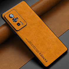 Funda Lujo Cuero Carcasa S04 para Xiaomi Poco F5 Pro 5G Naranja