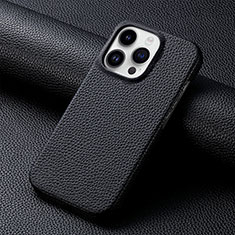 Funda Lujo Cuero Carcasa S04D para Apple iPhone 13 Pro Max Negro