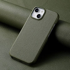 Funda Lujo Cuero Carcasa S04D para Apple iPhone 14 Plus Verde Noche