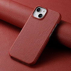 Funda Lujo Cuero Carcasa S04D para Apple iPhone 14 Rojo