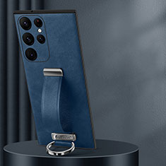Funda Lujo Cuero Carcasa S05 para Samsung Galaxy S21 Ultra 5G Azul