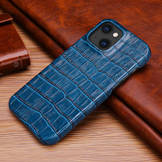 Funda Lujo Cuero Carcasa S06 para Apple iPhone 14 Azul