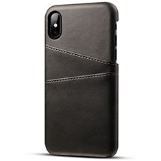 Funda Lujo Cuero Carcasa S06 para Apple iPhone X Negro