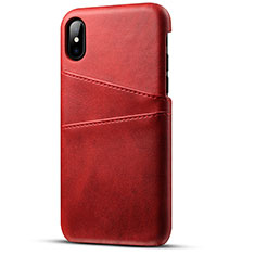 Funda Lujo Cuero Carcasa S06 para Apple iPhone X Rojo