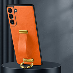 Funda Lujo Cuero Carcasa S06 para Samsung Galaxy S21 5G Naranja