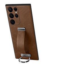 Funda Lujo Cuero Carcasa S06 para Samsung Galaxy S21 Ultra 5G Marron