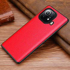 Funda Lujo Cuero Carcasa S06 para Xiaomi Mi 11 Pro 5G Rojo