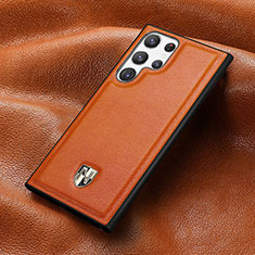 Funda Lujo Cuero Carcasa S06D para Samsung Galaxy S21 Ultra 5G Naranja