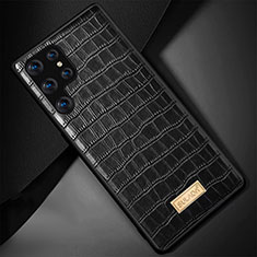 Funda Lujo Cuero Carcasa S08 para Samsung Galaxy S22 Ultra 5G Negro