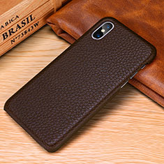 Funda Lujo Cuero Carcasa S10 para Apple iPhone Xs Max Marron