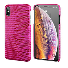 Funda Lujo Cuero Carcasa S12 para Apple iPhone X Rosa Roja