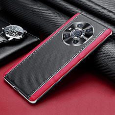 Funda Lujo Cuero Carcasa ST3 para Huawei Honor Magic3 5G Rojo