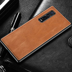 Funda Lujo Cuero Carcasa U04 para Oppo Find X2 Pro Naranja