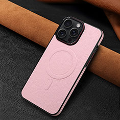 Funda Lujo Cuero Carcasa WZ1 para Apple iPhone 14 Pro Oro Rosa