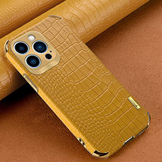 Funda Lujo Cuero Carcasa XD1 para Apple iPhone 13 Pro Amarillo