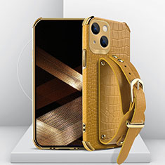 Funda Lujo Cuero Carcasa XD2 para Apple iPhone 15 Plus Amarillo