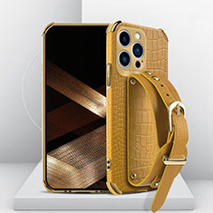Funda Lujo Cuero Carcasa XD2 para Apple iPhone 15 Pro Amarillo