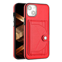 Funda Lujo Cuero Carcasa Y01B para Apple iPhone 14 Plus Rojo