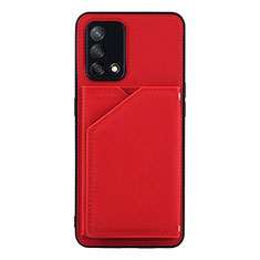 Funda Lujo Cuero Carcasa Y01B para Oppo A95 4G Rojo