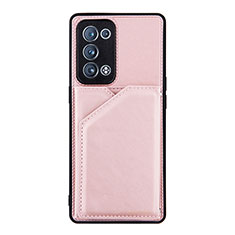 Funda Lujo Cuero Carcasa Y01B para Oppo Reno6 Pro 5G Oro Rosa