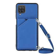 Funda Lujo Cuero Carcasa Y01B para Samsung Galaxy A12 Azul