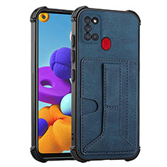 Funda Lujo Cuero Carcasa Y01B para Samsung Galaxy A21s Azul