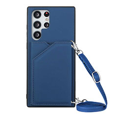 Funda Lujo Cuero Carcasa Y01B para Samsung Galaxy S21 Ultra 5G Azul