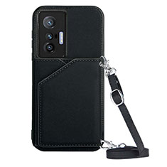 Funda Lujo Cuero Carcasa Y01B para Vivo X70 5G Negro