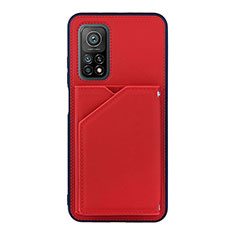 Funda Lujo Cuero Carcasa Y01B para Xiaomi Mi 10T 5G Rojo