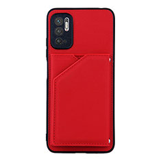 Funda Lujo Cuero Carcasa Y01B para Xiaomi POCO M3 Pro 5G Rojo