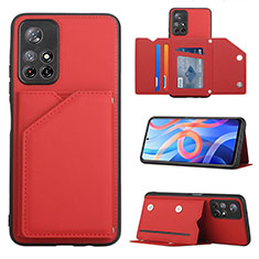 Funda Lujo Cuero Carcasa Y01B para Xiaomi Poco M4 Pro 5G Rojo