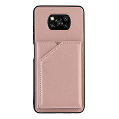Funda Lujo Cuero Carcasa Y01B para Xiaomi Poco X3 Pro Oro Rosa