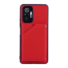 Funda Lujo Cuero Carcasa Y01B para Xiaomi Redmi Note 10 Pro 4G Rojo