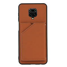 Funda Lujo Cuero Carcasa Y01B para Xiaomi Redmi Note 9S Marron