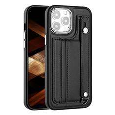 Funda Lujo Cuero Carcasa Y02B para Apple iPhone 13 Pro Max Negro