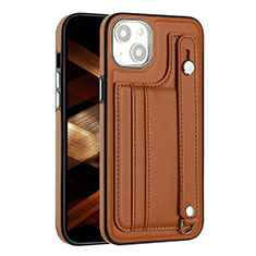 Funda Lujo Cuero Carcasa Y02B para Apple iPhone 14 Plus Marron