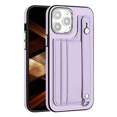 Funda Lujo Cuero Carcasa Y02B para Apple iPhone 14 Pro Purpura Claro
