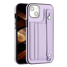 Funda Lujo Cuero Carcasa Y02B para Apple iPhone 15 Plus Purpura Claro