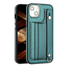 Funda Lujo Cuero Carcasa Y02B para Apple iPhone 15 Plus Verde