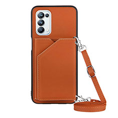 Funda Lujo Cuero Carcasa Y02B para Oppo A93 5G Marron