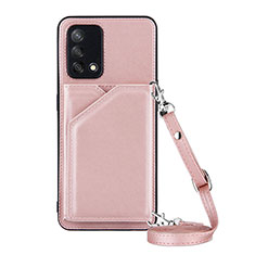 Funda Lujo Cuero Carcasa Y02B para Oppo F19 Oro Rosa