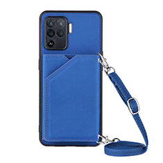 Funda Lujo Cuero Carcasa Y02B para Oppo F19 Pro Azul