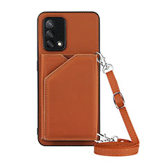 Funda Lujo Cuero Carcasa Y02B para Oppo Reno6 Lite Marron