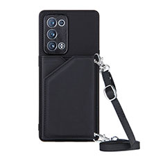 Funda Lujo Cuero Carcasa Y02B para Oppo Reno6 Pro 5G Negro